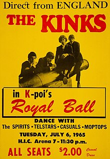 The Kinks (1965-07-06 H.I.C. Arena concert poster).jpg