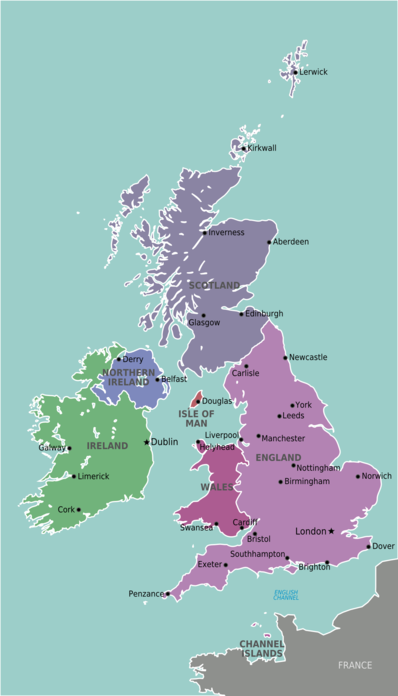 イギリスアイルランドの地図