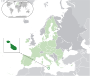 Mapa de Malta na Europa