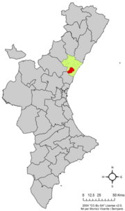 Localização do município de la Vall d'Uixó na Comunidade Valenciana
