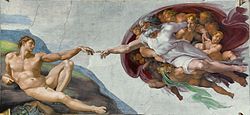 Lukisan Michelangelo "The Creation of Adam" di langit-langit Kapel Sistina