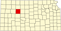 Округ Трего на мапі штату Канзас highlighting