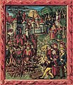 1348年に黒死病が流行した際、焚刑に処されるユダヤ人の図