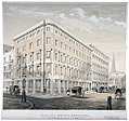 I & R Morley's warehouses, corner of Milk Street and Gresham Street, c. 1840. Lithograph by Martin & Hood after an original by William Wallen.[14]