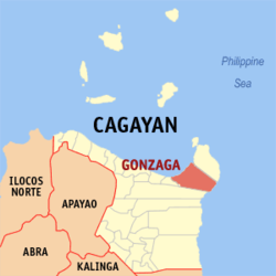 Mapa de Cagayan con Gonzaga resaltado