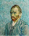 Vincent van Goghin omakuvassa vastakkaisuus hänen hiustensa oranssin ja sinisen taustan välillä on mahdollisimman selvä.