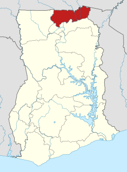 上東部大區位於迦納的位置