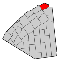 Map highlighting Massena's location within St. Lawrence County.