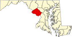 map of Maryland highlighting Montgomery County