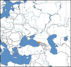 Abkhazia (orange), and Georgia proper (grey)