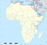 Itinerario di Ibn Baṭṭūṭa 1325–1332 (Nord Africa, Iraq, Persia, Penisola araba, Somalia, costa swahili).