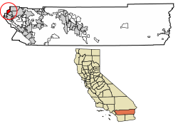 Location of Eastvale in Riverside County, California.