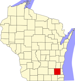map of Wisconsin highlighting Waukesha County