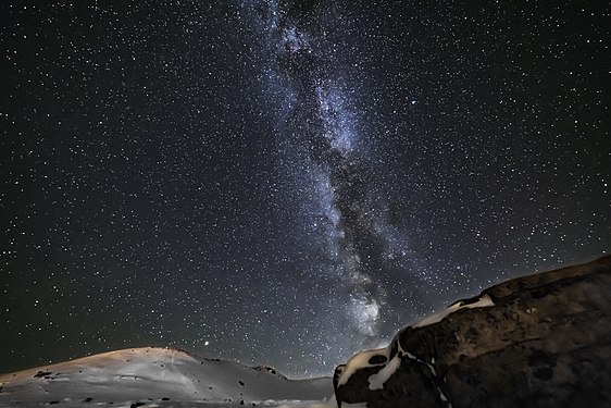 The Milky Way viewed over Whistlers Peak during the October Night Sky Festival in Jasper. Photograph: Fresh.waffles
