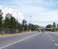 Pan-American Highway in Tres Rios, Costa Rica, right before the toll plaza (about 337 more km / 209 more mi to go until the Panamanian border).