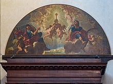 Olio su tela centinata con i Santi Faustino e Giovita di Giuseppe Tortelli nel Duomo nuovo a Brescia. [1]