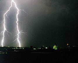Lightning strike in Detroit, Michigan