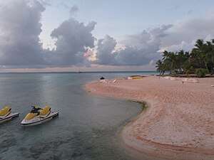 Ружичаста пешчана плажа на Тикеху у Француској Полинезији