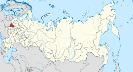 Smolenskin alueen sijainti Venäjällä, alla kaupungin sijainti alueella