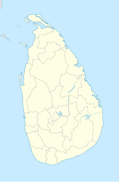 Mapa konturowa Sri Lanki, po lewej znajduje się punkt z opisem „Chilaw”