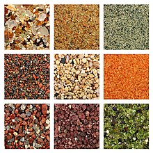 Collage of nine types of sand