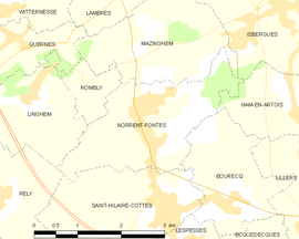 Mapa obce Norrent-Fontes