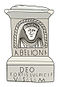 Dibuix d'un altar trobat a Garin dedicat a la deïtat aquitana Abelion