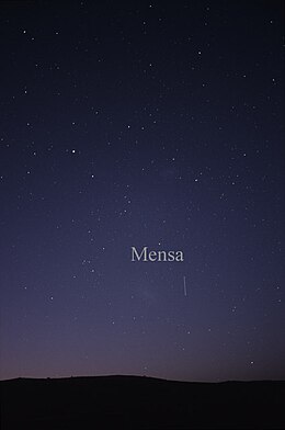 Chòm sao Sơn Án nhìn bằng mắt thường trên bầu trời đêm.