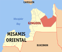 Mapa ning Misamis Oriental ampong Gingoog ilage