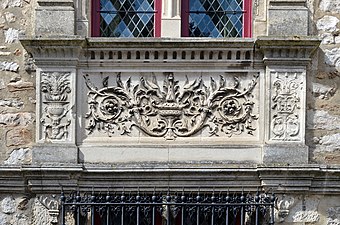 Bas-relief on the facade of the house of the Tourelle - Le Mans, Sarthe, France