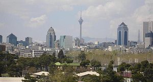 View of Tehran with Milad Tower in the distance
