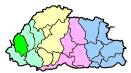 Locatie van het district Haa in Bhutan