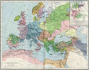 描绘欧洲、中东和北非的帝国、王国和其他国家边界的地图