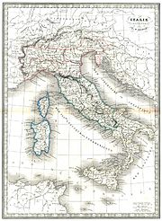 Παλαιός χάρτης της ιταλικής χερσονήσου