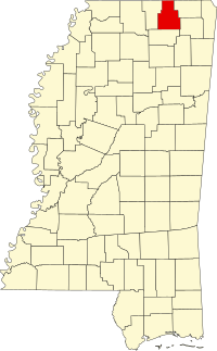 Map of Misisipi highlighting Tippah County