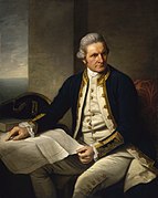 القبطان الإنجليزي "جيمس كوك" James Cook (عاش 28-1779) أبحر في مضيق بيرينغ ووصل ساحل ألاسكا الشمالي محاولاً إيجاد طريقٍ بين المحيطين الهادي والأطلسي عبر المتجمد الشمالي.