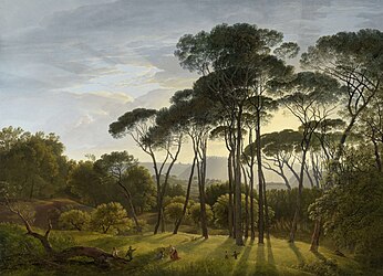 "Paisagem italiana com pinheiros". Hendrik Voogd, óleo sobre tela, Roma, 1807, Rijksmuseum. (definição 7 000 × 5 100)
