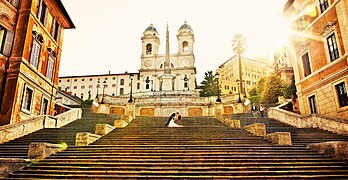 Wedding kiss at Trinità dei Monti, Rome, Italy