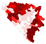 De verspreiding van de Serviërs in Bosnië en Herzegovina (2013)