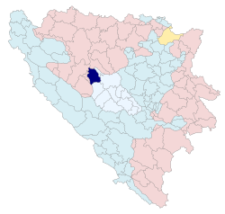 Location of Jajce within Bosnia and Herzegovina