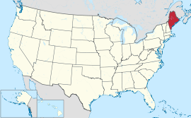 Map of the United States with ਮੇਨ highlighted