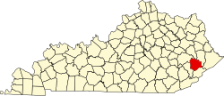 map of Kentucky highlighting Knott County