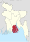 แผนที่แสดงอาณาเขตของภาคบอรีชัลในประเทศบังกลาเทศ