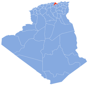 Pozicija Pokrajine Bedžaje na karti Alžira