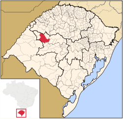 Localização de Santiago no Rio Grande do Sul