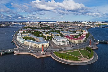 Vista aérea do ponto mais oriental da Ilha de Vassiliev em São Petersburgo, Rússia. (definição 4 258 × 2 839)