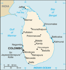 Ratnapuras läge på Sri Lanka