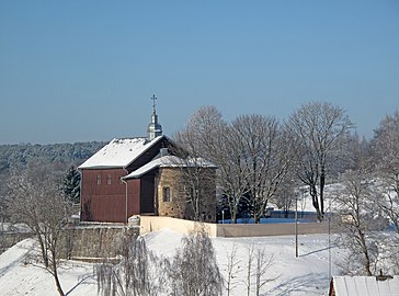 Борисоглібська церква з боку Старого замку. Південна стіна церкви та апсиди. Січень 2011 р.