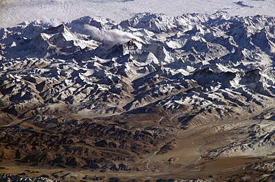 Pegunungan Himalaya dilihat dari Stasiun Luar Angkasa Internasional