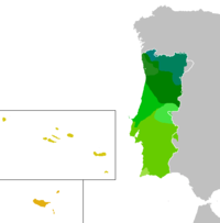 Mapa da extensão geográfica dos dialetos do português europeu